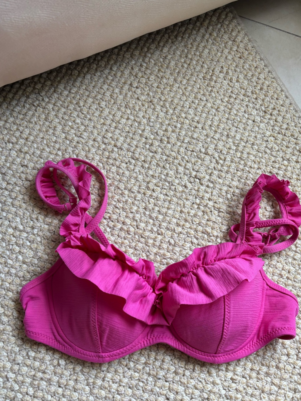 Betsey Johnson Bubblegum Pink Ruffle Bikini Top